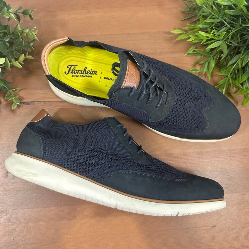 Florsheim Men's Fuel Knit Wing Indigo Oxfords Size 9.5 Wide